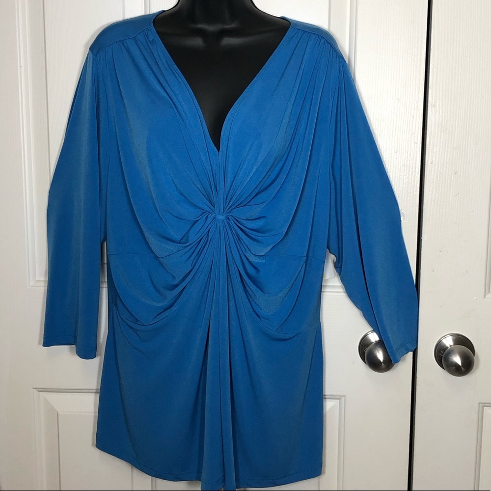 NY Collection Women blouse blue Gathered waist 3X